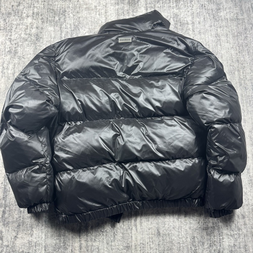 New PacSun Down Puffer Jacket Coat Size Small Black Shiny New With Tags - Picture 7 of 7
